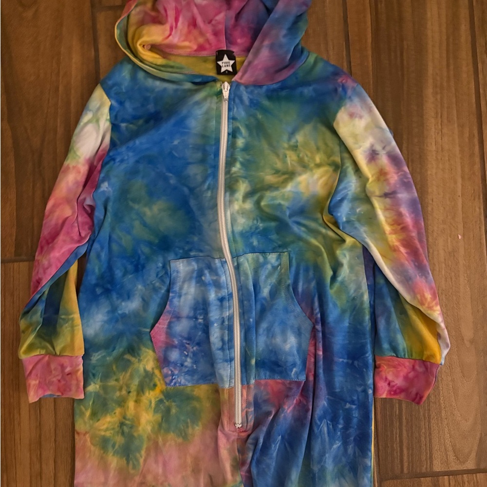 Kids Tie-Dye Hooded One-Piece Romper - Multicolor